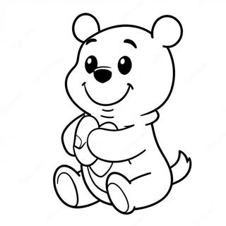 Pagina Para Colorear De Winnie The Pooh Sosteniendo Un Corazon Colorido 121273-56012