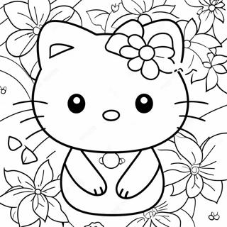 Pagina Para Colorear De Hello Kitty Con Flores 121452-56139