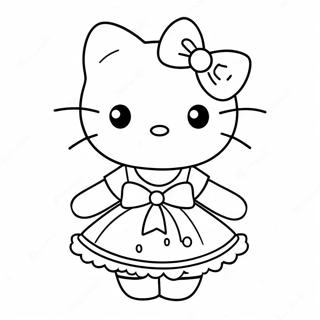 Pagina Para Colorear De Hello Kitty En Un Vestido Lindo 121454-56147