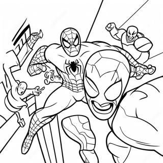 Pagina Para Colorear De Spiderman Luchando Contra Villanos 121455-56152