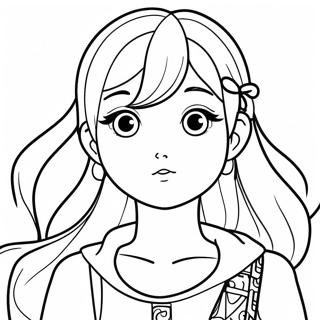 Chica De Anime Con Cabello Largo Páginas para colorear