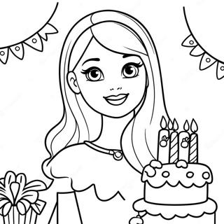 Cumpleaños De Barbie Páginas Para Colorear