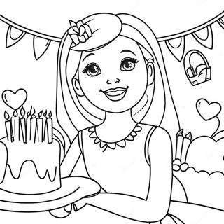 Pagina Para Colorear De La Celebracion De Cumpleanos De Barbie 122193-56769