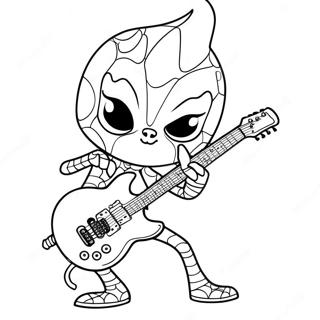 Spider Punk Con Guitarra Electrica Para Colorear 122349 56897