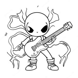 Spider Punk Con Guitarra Electrica Para Colorear 122349 56899