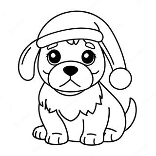 Pagina Para Colorear De Un Cachorro Festivo Con Gorro De Santa 122838-57273