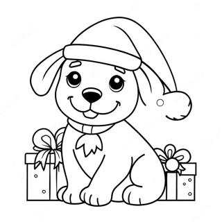 Pagina Para Colorear De Un Cachorro Festivo Con Gorro De Santa 122838-57274