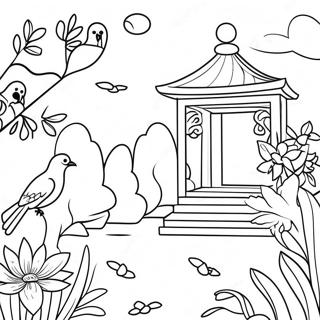 Pagina Para Colorear Jardin Chinoiserie Con Aves 123020 57423
