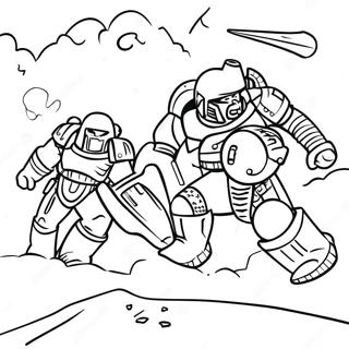 Pagina Para Colorear De Escena De Batalla De Marine Espacial 123198-57555