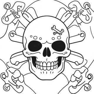 Pagina Para Colorear De Una Calavera Espeluznante Con Huesos Cruzados 123455-57756