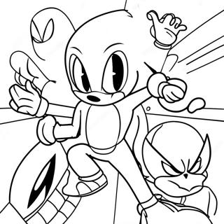 Pagina Para Colorear De Sonic Spiderman Luchando Contra Villanos 124281-58498