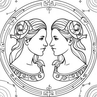 Pagina Para Colorear Del Signo Zodiacal De Geminis 124587-58723