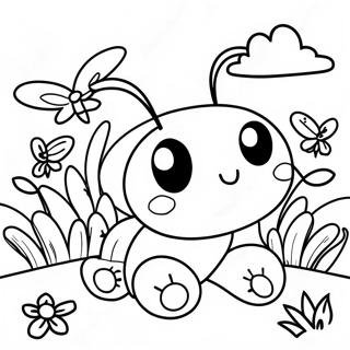 Pagina Para Colorear De Un Adorable Buggy Huggy En El Jardin 124793-58886