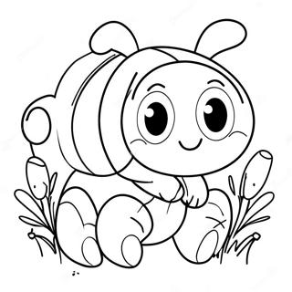 Página Para Colorear De Un Juguetón Buggy Huggy Con Flores Páginas Para Colorear