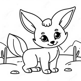 Pagina Para Colorear De Un Lindo Zorro Feneco En El Desierto 125024-59067