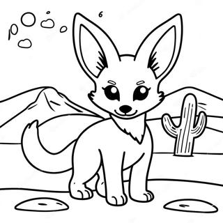 Pagina Para Colorear De Un Lindo Zorro Feneco En El Desierto 125024 59068