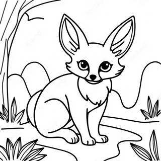 Pagina Para Colorear De Zorro Fennec Bajo La Luz De La Luna 125027-59079