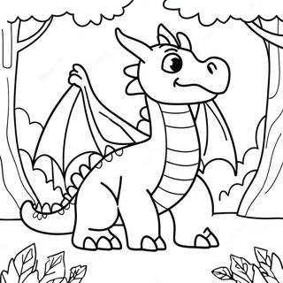 Dragon Encantador En Un Bosque Pagina Para Colorear 125105-59137