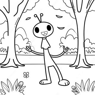 Forky Feliz En Una Página Para Colorear En Un Parque Soleado Páginas Para Colorear