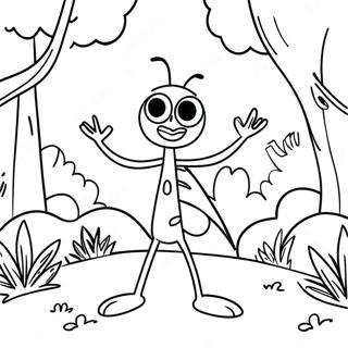 Forky Feliz En Una Página Para Colorear En Un Parque Soleado Páginas Para Colorear