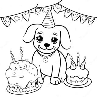 Cumpleaños De Perro Páginas Para Colorear