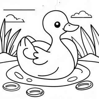 Pagina Para Colorear De Pato De Papel Realista En El Estanque 125646 59557