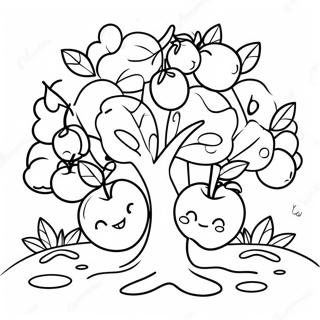 Pagina Para Colorear De Arbol De Manzana Lindo Con Manzanas Sonrientes 127475 60967
