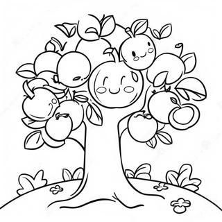 Pagina Para Colorear De Arbol De Manzana Lindo Con Manzanas Sonrientes 127475 60968