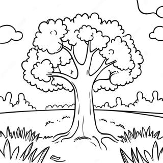 Pagina Para Colorear De Gran Arbol De Manzana En Un Campo Soleado 127476-60972