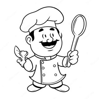 Pagina Para Colorear De Chef Sosteniendo Una Cuchara Gigante 127683 61263