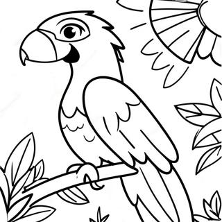 Pagina Para Colorear De Un Guacamayo Colorido En La Jungla Tropical 127784-61334