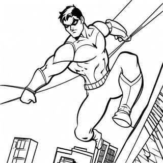 Pagina Para Colorear De Nightwing En Una Pose De Accion Dinamica 127964-61473