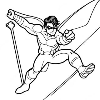 Pagina Para Colorear De Nightwing En Una Pose De Accion Dinamica 127964-61474