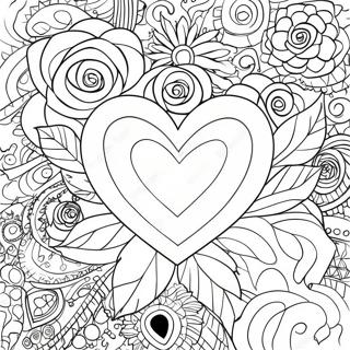 Pagina Para Colorear De Corazon De Amor Con Rosa 128918-62211