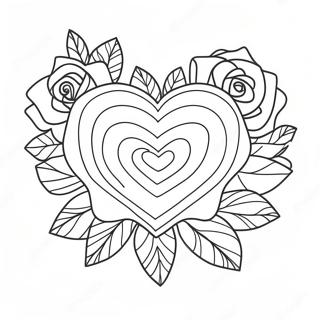 Pagina Para Colorear De Hermoso Corazon De Amor Con Rosa 128919-62213