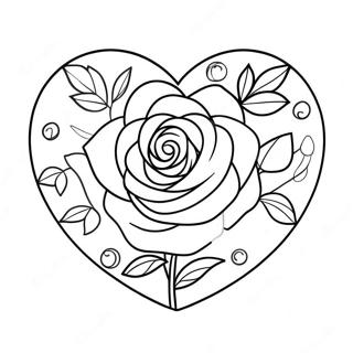 Pagina Para Colorear De Hermoso Corazon De Amor Con Rosa 128919-62214