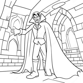 Pagina Para Colorear De Dracula Aterrador En Un Castillo 129098-62354