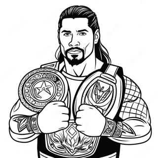 Pagina Para Colorear De Roman Reigns Con Cinturon De Campeonato 129429-62619