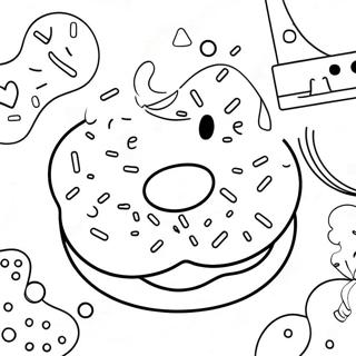 Pagina Para Colorear De Dona Alegre Con Chispas De Arcoiris 129533-62702