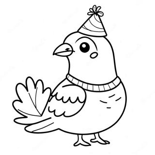 Pagina Para Colorear De Un Pajaro Mensajero Divertido Con Un Sombrero De Fiesta 130896 63763