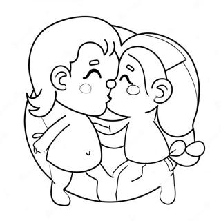 Pagina Para Colorear De Beso De Dibujos Animados Lindos 131101-63914