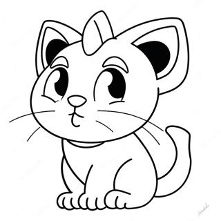 Pagina Para Colorear De Un Meowth Lindo Con Ojos Grandes 131204-63990