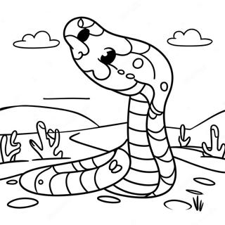 Pagina Para Colorear De Una Linda Serpiente De Cascabel En El Desierto 131460-64190