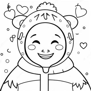 Pagina Para Colorear De Un Esquimal Feliz Con Copos De Nieve 133413-65705