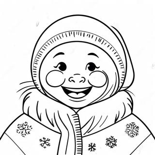 Pagina Para Colorear De Un Esquimal Feliz Con Copos De Nieve 133413-65706