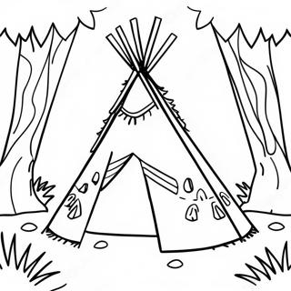 Pagina Para Colorear De Un Teepee Colorido En El Bosque 133699-65925