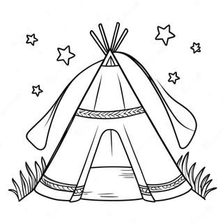 Pagina Para Colorear De Un Teepee Bajo Un Cielo Estrellado 133701 65936