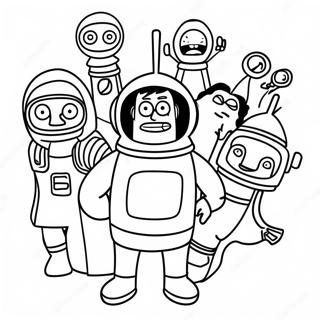 Pagina Para Colorear De Personajes De Futurama En El Espacio 133775-65986