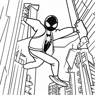 Pagina Para Colorear De Miles Morales Balanceandose Por La Ciudad 133853-66047