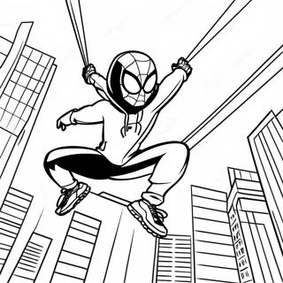 Pagina Para Colorear De Miles Morales Balanceandose Por La Ciudad 133853-66048